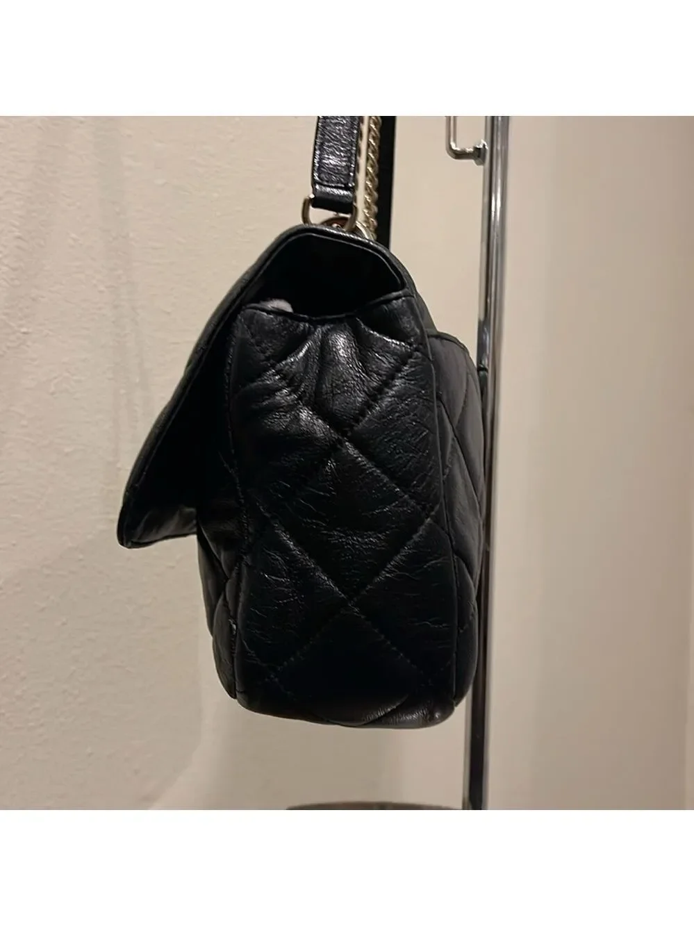 DKNY Black Quilted leather Shoulder Flap Bag